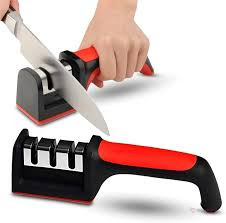 3-Blade Knife Sharpener Kitchen Sharpener – Three-Stage Manual Knife Sharpening Tool for Home Cooking & Kitchen Use