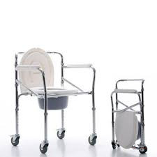 Foldable Portable Toilet Commode Chair with Wheels – Mobile Bedside Toilet Chair for Home, Elderly & Limited Mobility