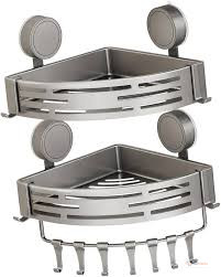 Double-Layer No-Drill Bathroom Shelf – Grey Wall-Mounted Shower Storage Rack, Adhesive Bathroom Organizer for Toiletries & Accessories