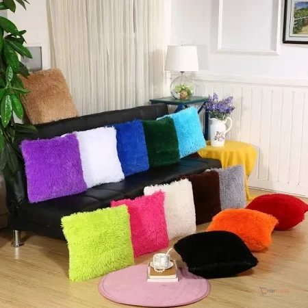 Fluffy Hair Throw Pillow Covers – Soft-Look Decorative Cushion Covers for Sofa, Bed & Home Decor