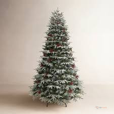 7FT (2.1M) Premium Snow Flocked Pine Christmas Tree with Cones, Berries & 3000 Leaves