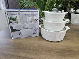 Set of 3 White Soup Pots – Kitchen Serving & Cooking Pots