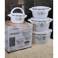 Set of 4 White Casserole Hotpots – Food Serving & Storage Pots