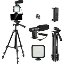 KIT-05LM Tripod Stand Smartphone Vlogging Kit – Microphone, LED Video Light, Phone Holder & Remote for TikTok, YouTube & Live Streaming