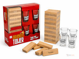 Drunken Jenga Tower Game with Drinking Glasses – Adult Party Drinking Game for Friends, Gatherings & Game Nights