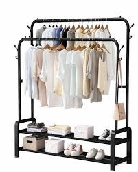 Double Pole Multi-Functional Clothing Rack – Two-Tier Clothes Hanger Stand for Bedroom, Wardrobe & Home Organisation