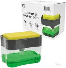 Soap Pump Dispenser and Sponge Holder – 2-in-1 Kitchen Sink Soap Dispenser & Sponge Organiser for Home