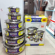 Matrix 6Pcs Stainless Steel Hotpot Set – 1000ml to 10000ml Food Serving Dishes for Keeping Food Hot or Cold