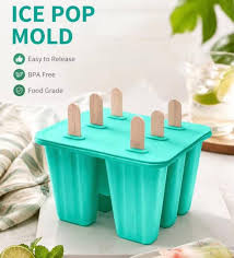6 Slot Silicone Ice Popsicle Mold + 50PCS Wooden Sticks