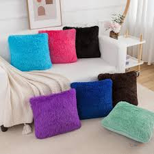 2Pcs Fluffy Faux Fur Throw Pillow Covers – Plush Decorative Cushion Cases for Bed, Sofa & Living Room