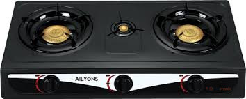 AILYONS 3-Burner Stainless Top Gas Cooker – Durable Tabletop Gas Stove for Everyday Cooking