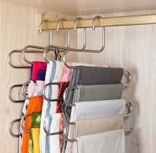 5Pcs Space Saving Heavy Stainless Steel Trouser Organizer – Multipurpose Clothes Hanger for Wardrobe & Closet