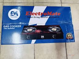 ElectroMate Glass Double Burner Gas Cooker – Tabletop 2-Burner Stove with Auto Ignition | OrderMania Kenya