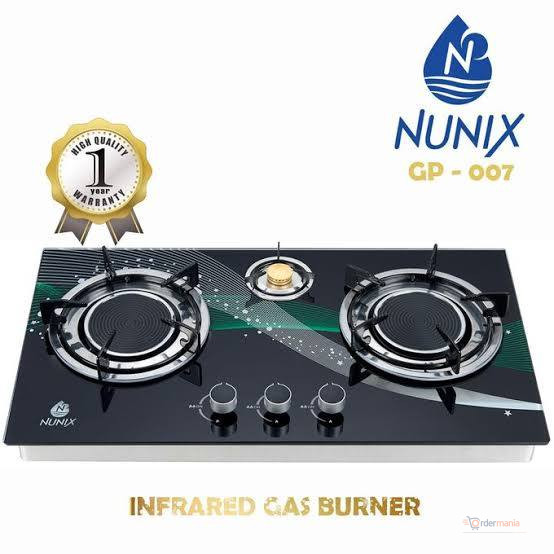 Nunix 3-Burner Infrared Gas Cooker with Glass Top – Low Gas Consumption Tabletop Stove | OrderMania Kenya