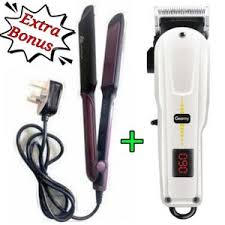 Nunix Flat Iron Hair Straightener + Cordless Shaving Machine – 4 Heat Settings 160–220°C Hair Styling & Grooming Combo