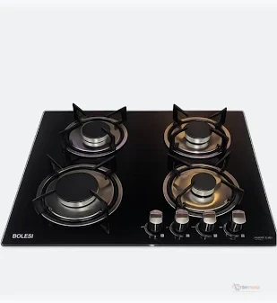 Bolesi 4 Burner Built-In Gas Hob – Tempered Glass Cooktop for Modern Kitchens & Everyday Cooking