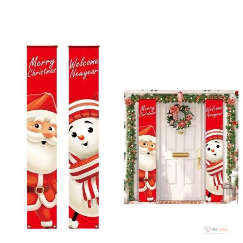 Christmas Door Banner 2-Piece Set – 180×30cm Festive Door Decorations
