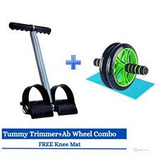 AB Wheel Double Wheel Abs Roller Tummy Trimmer with FREE Knee Mat