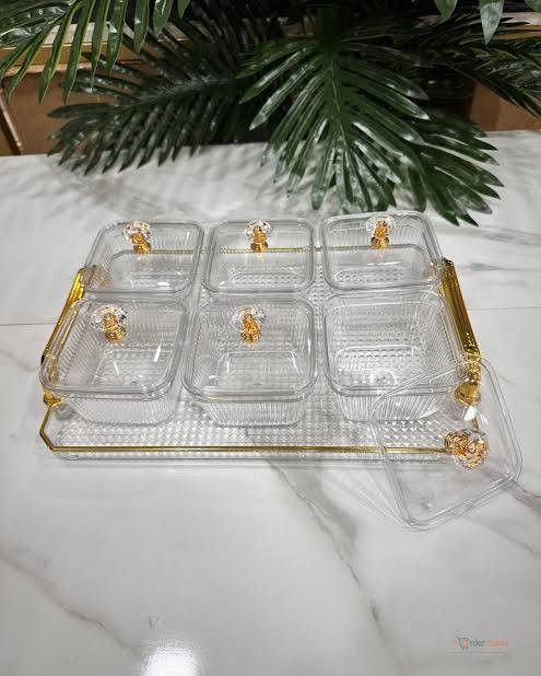Acrylic Serving Tray 40×25cm with 6-Piece 420ml Candy Storage Boxes | OrderMania Kenya