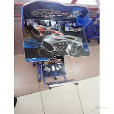 Blue Executive Racing Car Adjustable Kids Study Table & Chair Set
