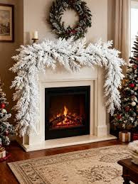 Snow Flocked Christmas Garland with Built-In Lights – 2.7M Festive Christmas Decoration