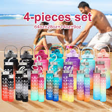 4-in-1 Motivational Water Bottle – Reusable Water Bottle for Fitness, Gym, Sports, Work & Everyday Hydration