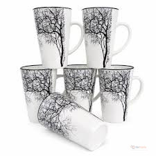 Set of 6 Black Tree Mugs – Stylish Tea, Coffee & Everyday Drinking Cups