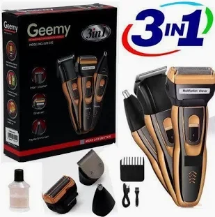 GEEMY 3-in-1 Cordless Shaver Rechargeable Hair Beard & Nose Trimmer Grooming Machine for Men & Women