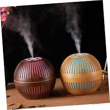 200ml Wood Grain Round Air Humidifier – USB Aroma Diffuser for Essential Oils & Plain Water