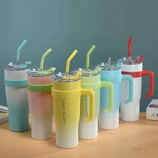 1200ml Miniso Trend Stanley Cup – Large Capacity Tumbler with Handle, Lid & Straw for Water, Coffee, Tea & Everyday Hydration