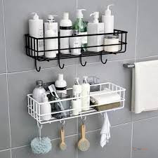 Bathroom Shelf Organizer Storage Rack with Towel Hanger – Wall-Mounted Bathroom Storage Shelf for Toiletries, Soap, Shampoo & Towels