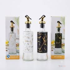 Marble Ceramic Oil Dispenser Jar – Olive Oil & Cooking Seasoning Bottle