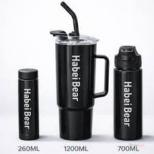KITCHA 3Pcs Water Bottle Set – 1200ML Car Tumbler with Handle & Straw, 700ML Sports Bottle & 260ML Mini Cup