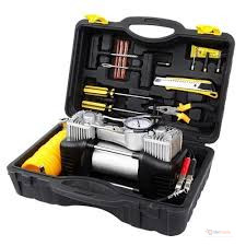 Portable 2-Cylinder Air Compressor with Tools – Compact Air Pump for Vehicle and General Inflation