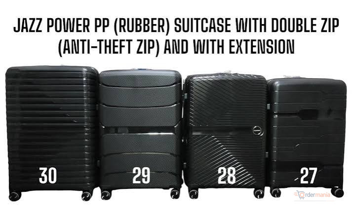 JAZZ Power 28-Inch Travel Suitcase – PP Rubber Fiber Luggage with Double Anti-Theft Zipper & Extension