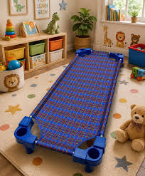 Kids Stackable Bed 138x58x26cm – Portable Plastic Toddler Nap Cot