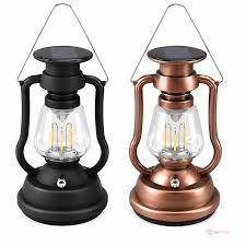 Solar Vintage Hand Crank Lamp – Small Portable Lantern for Home, Camping and Emergency Lighting