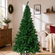 8FT (240cm) Artificial Christmas Tree – Tall Festive Xmas Tree for Home, Office, Living Room & Christmas Decorations