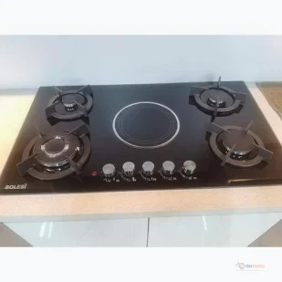 Bolesi 4 Gas + 1 Infrared Electric Built-In Hob – Tempered Glass Cooker with Wok Burner & Gas Sensor