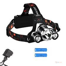 3-Head Rechargeable LED Headlamp – Hands-Free Headlight and Flashlight for Outdoor Use