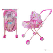 Folding Baby Doll Stroller – Foldable Pretend Play Toy Pram for Kids, Imaginative Play & Doll Care