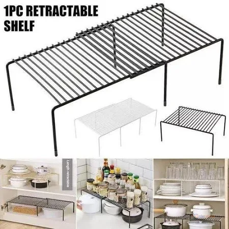 Expandable Shelf Raiser – Adjustable Multipurpose Storage Organizer for Kitchen Cabinets, Pantry, Countertop & Home
