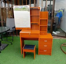 Brown Dressing Table with Sliding Mirror | Bedroom Vanity & Makeup Table